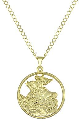 Gargantilha folheada a ouro de São Jorge (Salve Jorge)
