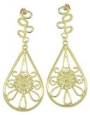 Brinco folheado a ouro em forma de uma gota filigrana